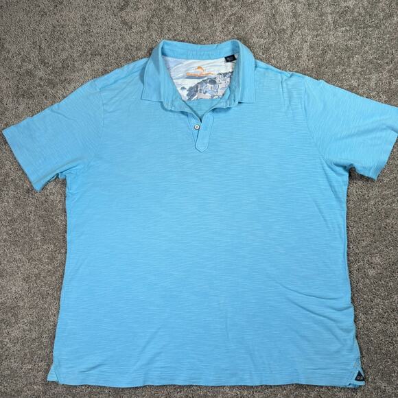 Tommy Bahama Polo Blue Pima Santorini Greece Rugby Embroidered Logo Mens 2XL - Picture 2 of 7